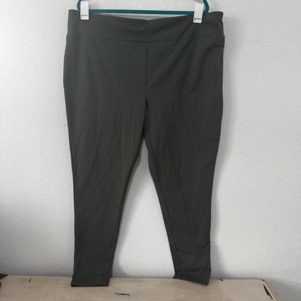 Terra Sky Plus Size 3X Green Midnight High‎ Rise Fitted Leggings Pants